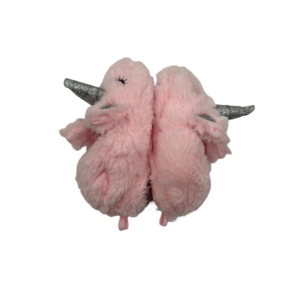 Capelli Of New York Pink Faux Fur Slip On Unicorn Slippers Size S Toddler Girl - Picture 7 of 9